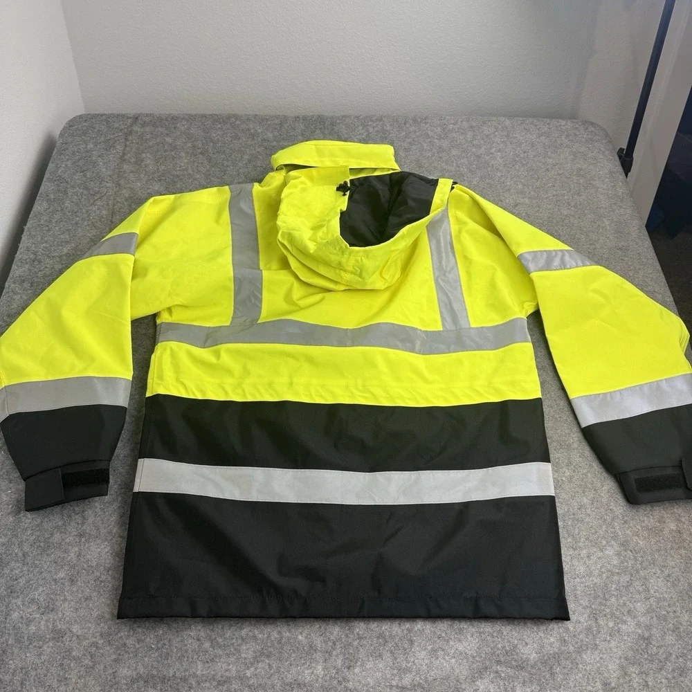 Class 3 Hi Vis High Visibility Waterproof Safety Jacket Large Work Hooded Type R